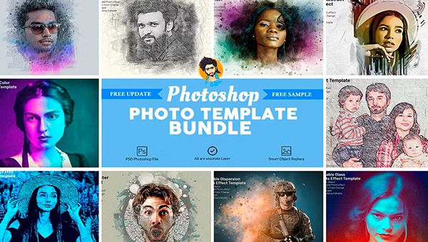 Photo Effect Template Bundle для Photoshop