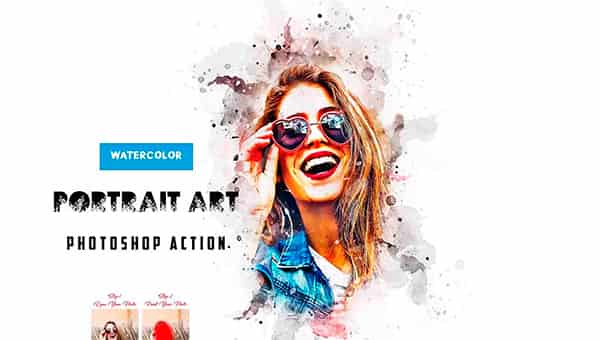 Акварельный портрет Арт PS Action для Photoshop