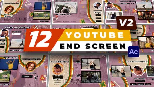 12 YouTube End Screen V2 - шаблон для After Effects