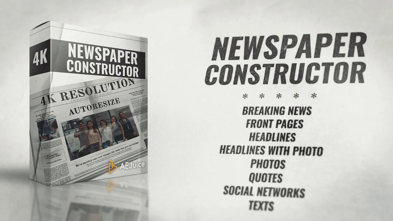 AEJuice – Newspaper Constructor для After Effects и Premiere Pro