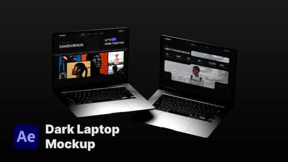 Dark Laptop Air Mockup для After Effects