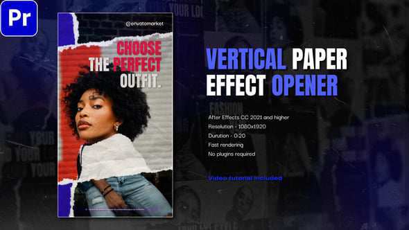 Paper Effect Fashion Opener Vertical для Premiere Pro