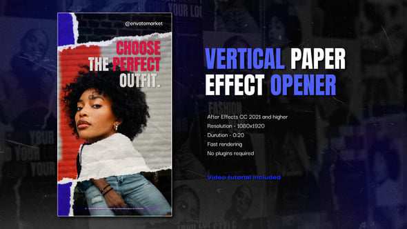 Paper Effect Fashion Opener Vertical для After Effects