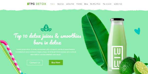 TPG Detox - шаблон для напитков на WordPress