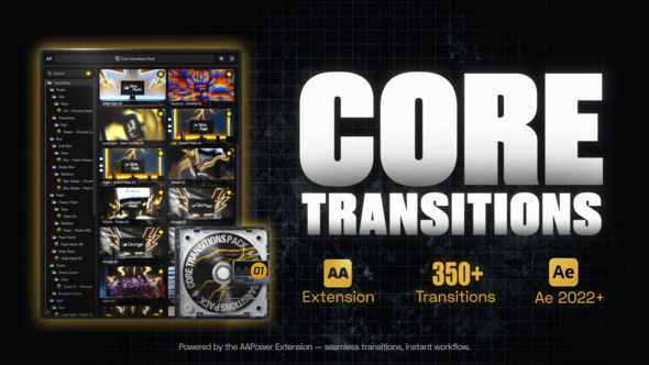 Core Transitions Pack: 350+ Dynamic & Seamless Transitions для After Effects | AAPower