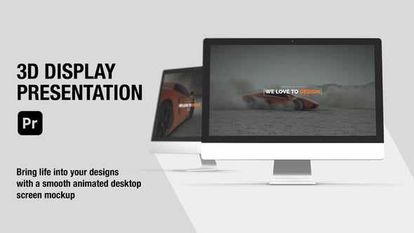 3D Display Presentation - Desktop Screen Mockup in 3840 Pixels для Premiere Pro