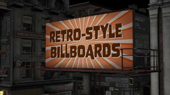 Retro-style Billboard Mockup Pack для After Effects