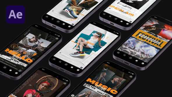 Grunge Collage Stories для After Effects