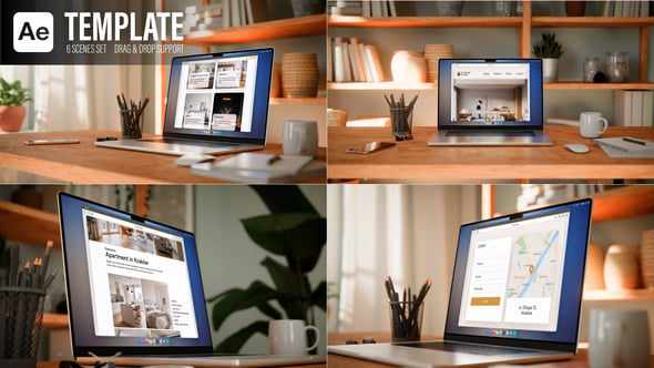 Laptop Screen Animations - Scandinavian Interior для After Effects