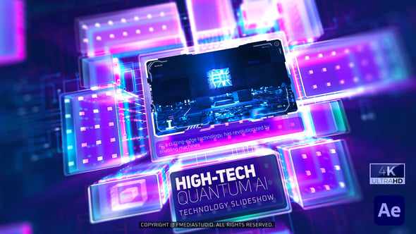 High-Tech Quantum AI Technology Slideshow для After Effects