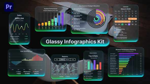 Glassy Infographics Kit | MOGRT для Premiere Pro