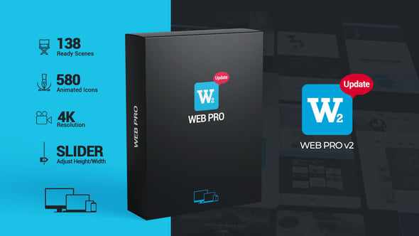 Web Pro - 138 Web/App Promo Scenes with Desktop, Laptop, Tablet & Smartphone Devices (4K)