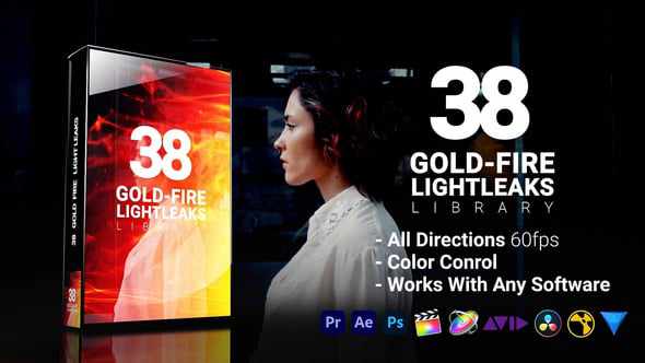 3D Light Leaks - Gold Fire кинематографичные засветы для After Effects