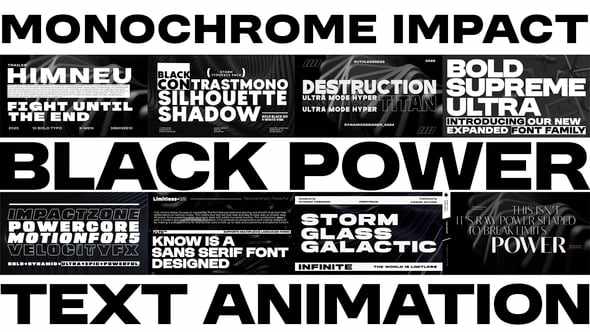 Minimal Black Power Text Animations для Premiere Pro