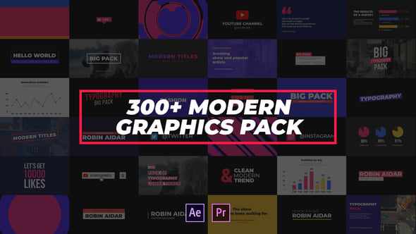 300+ Modern Graphics Pack - набор для After Effects и Premiere Pro
