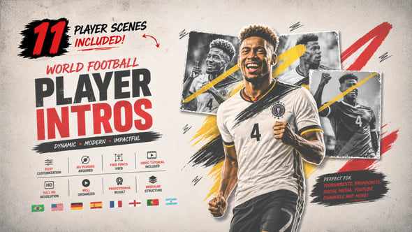 World Football Player Intros для презентации игроков на After Effects