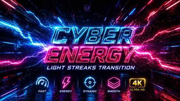 Cyber Energy light streaks transition 4K | Vertical для After Effects